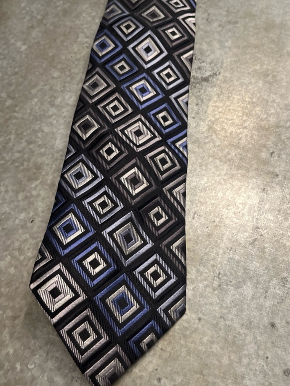 Michael Kors Black and Blue Geometric Square Tie